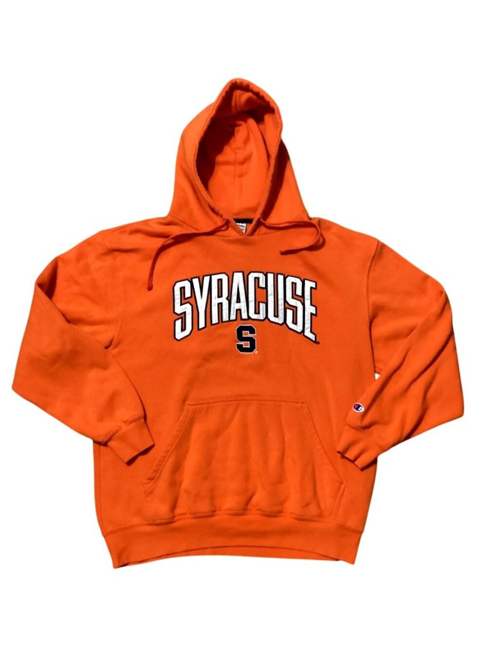 Syracuse Unisex Champion Large Fleece Hoodie w Pockets Orange Pre-Owned Nice